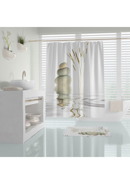 Tropik Stone And Reed Banyo Duş Perdesi Tek Kanat 1X120X200