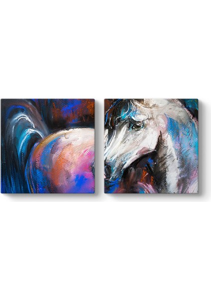 Çizim Dekoratif Beyaz At Tablosu