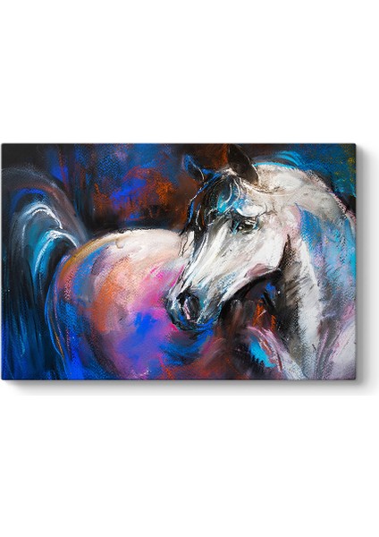 Çizim Dekoratif Beyaz At Tablosu