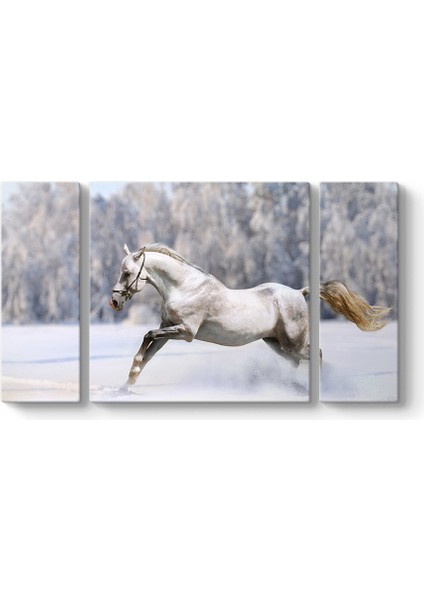 Karda Koşan Beyaz At Tablosu