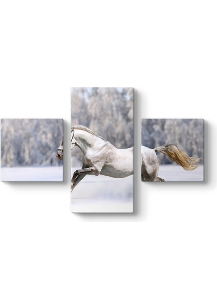 Karda Koşan Beyaz At Tablosu