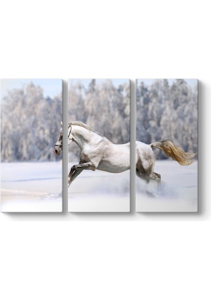 Karda Koşan Beyaz At Tablosu