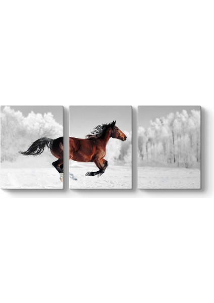 Karlı Manzarada Koşan At Tablosu