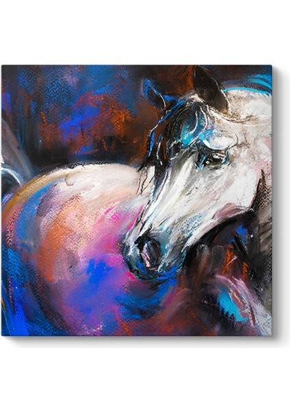 Çizim Dekoratif Beyaz At Tablosu