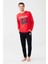 Erkek Kırmızı Yuvarlak Yaka Pijama Takım 1