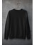 Siyah Oversize Bisiklet Yaka Sweatshirt 2