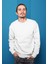 Beyaz Oversize Bisiklet Yaka Sweatshirt 1