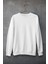 Beyaz Oversize Bisiklet Yaka Sweatshirt 2