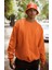 Turuncu Oversize Bisiklet Yaka Sweatshirt 1