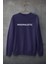 Lacivert Oversize Bisiklet Yaka Dijital Baskılı Sweatshirt 1