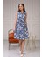 Kadın Düğme Detaylı V Yaka Cotton Elbise 4405 Boy 105 2