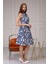 Kadın Düğme Detaylı V Yaka Cotton Elbise 4405 Boy 105 3