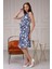 Kadın Düğme Detaylı V Yaka Cotton Elbise 4405 Boy 105 4