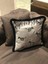 Zebra Işlemeli Gri Kadife Yastık Kılıfı 45 X 45 3