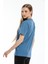 Kadın Mavi Fil Nakışlı %100 Pamuk Oversize T-Shirt 2