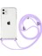 Apple iPhone 11 Kılıf Boyna Askılı Ayarlanabilir Şeffaf Silikon Mor 1