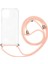 Apple iPhone 12 Kılıf Boyna Askılı Ayarlanabilir Şeffaf Silikon Pembe 1