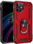 Apple iPhone 12 Kılıf Tank Koruma Vega Standlı Yüzüklü Mıknatıslı+Nano Glass Kırmızı 1