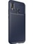 Huawei P Smart Plus Kılıf Negro Karbon Silikon+Nano Glass Lacivert 1