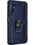 Huawei Nova 5t Kılıf Vega Standlı Yüzüklü Mıknatıslı+Nano Glass Lacivert 1