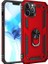 Apple iPhone 12 Pro Max Kılıf Tank Koruma Vega Standlı Yüzüklü Mıknatıslı+Nano Glass Kırmızı 1