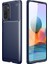 Xiaomi Redmi Note 10 Kılıf Negro Karbon Dizayn Silikon+Nano Glass Lacivert 3