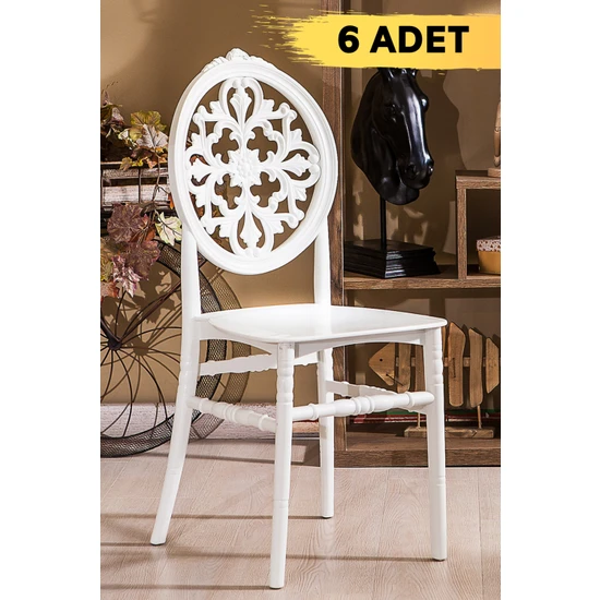 Mobetto 6 Adet Venüs Beyaz Sandalye - Mutfak&balkon&bahçe Sandalye