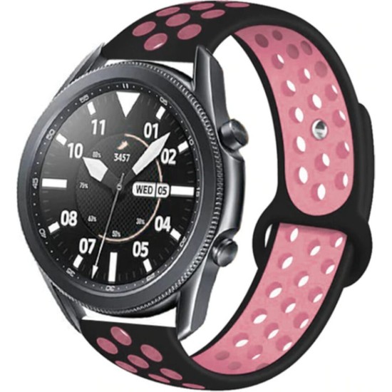 Dolia Siyah Pembe Galaxy Watch 3 45 mm Delikli Silikon Kordon