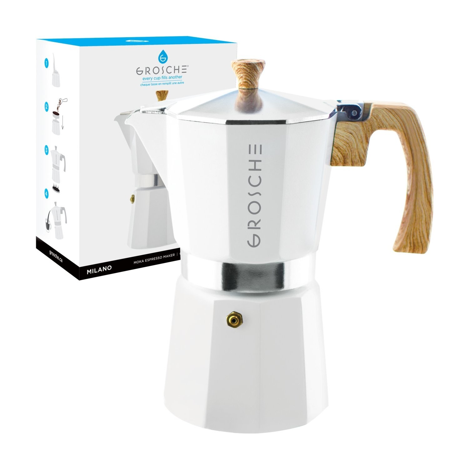 Grosche Milano Moka Pot Beyaz 9 Cup 450 ml Fiyatı