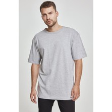 Rock&Roll Düz, Baskısız Oversize Gri Kısa Kollu Erkek T-Shirt