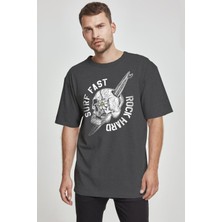 Rock&Roll Sörf Kurukafa Oversize Antrasit Kısa Kollu Erkek T-Shirt