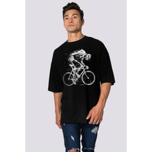 Rock&Roll Daha Hızlı Oversize Siyah Kısa Kollu Erkek T-Shirt