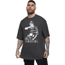 Rock&Roll Manga Boy Oversize Antrasit Kısa Kollu Erkek T-Shirt