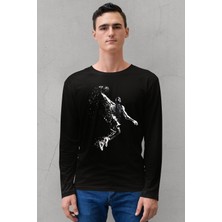 Rock&Roll Pro Smaç Bisiklet Yaka Siyah Uzun Kollu Penye Erkek T-Shirt