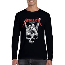 Rock&Roll Kuru El Bisiklet Yaka Siyah Uzun Kollu Penye Erkek T-Shirt