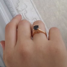 Engingold Oniks Taşlı Rose Altın Yüzük