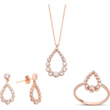 Harem Altın Elmas Montür Süzme Damla Rose Gümüş Set GMS138