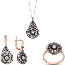 Harem Altın Gül Elmas Montür Rose Gümüş Set GMS140