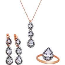 Harem Altın Tria Damla Gümüş Set  GMS162