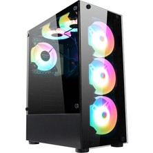 Gameforce Glass 6X120MM RGB Kontrolcü ve Kumandalı Fanlı Oyuncu Kasası 6X120MM - Boş Kasa