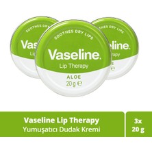 Vaseline Lip Therapy Aloe Vera Yumuşatıcı Dudak Kremi 20 gr X3