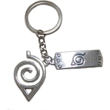 Modaroma Naruto Uzumaki Konoha Logo ve Plaka Gümüş Kaplama Anahtarlık