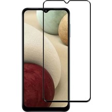 Dlrcase Samsung Galaxy M12 Full Kapatan Renkli Cam Tam Koruma Siyah