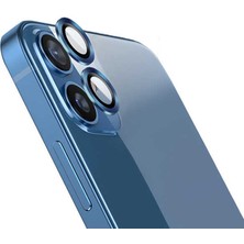 Dlrcase Apple iPhone 12 Kamera Metal Cam Lens Koruyucu Mavi