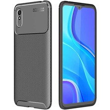 Dlrcase Xiaomi Redmi 9A Kılıf Negro Karbon Dizayn Silikon Siyah