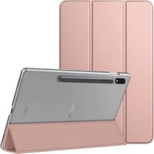 FUJİMAX Samsung Galaxy Tab S7 Fe 2021 12.4 Inç T730 T735 T737 Yatay Standlı Arka Sert Transparan P.c Smart Kılıf