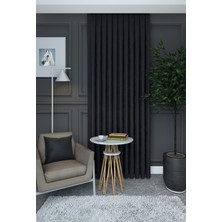Evdepo Home Antrasit Düz Renk Pileli Petek Dokulu Fon Perde, 1/2,5 Normal Pile, Tek Kanat 50 x 270 cm cm