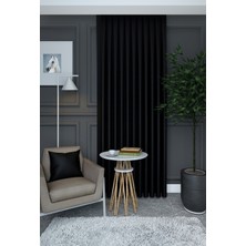 Evdepo Home Siyah Düz Renk Pileli Petek Dokulu Fon Perde, 1/2,5 Normal Pile, Tek Kanat 50 x 270 cm cm