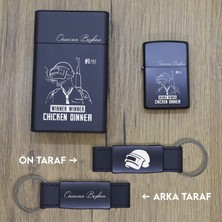 Ada Lazer Kişiye Özel Pubg Metal Sigara Kutusu, Zippo Çakmak ve Anahtarlık Seti - 1