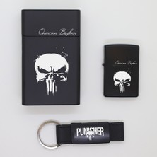 Ada Lazer Kişiye Özel The Punisher Metal Sigara Kutusu, Zippo Çakmak ve Anahtarlık Seti